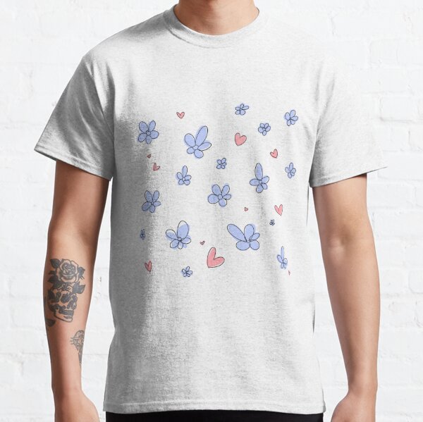 Heartstopper flowers and hearts mix (blue) Classic T-Shirt RB2707 product Offical heartstopper Merch