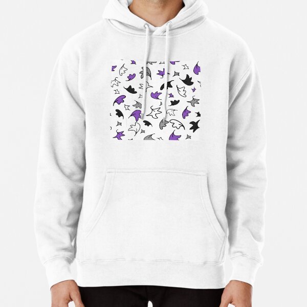 heartstopper leaves repeating pattern design in black, purple, gray, and white Pullover Hoodie RB2707 product Offical heartstopper Merch