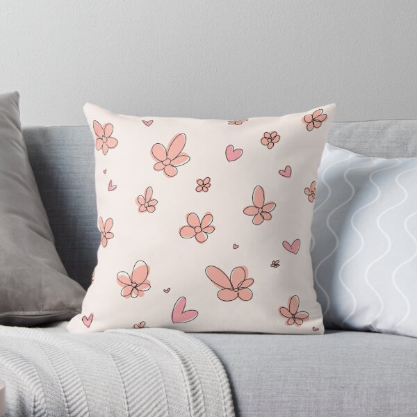 Heartstopper flowers and hearts mix (pink) Throw Pillow RB2707 product Offical heartstopper Merch