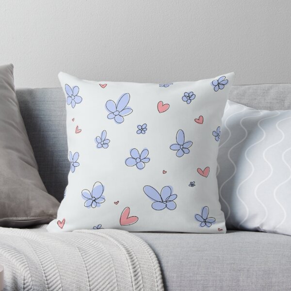 Heartstopper flowers and hearts mix (blue) Throw Pillow RB2707 product Offical heartstopper Merch