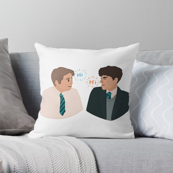 Heartstopper Nick and Charlie “Hi” design  Throw Pillow RB2707 product Offical heartstopper Merch