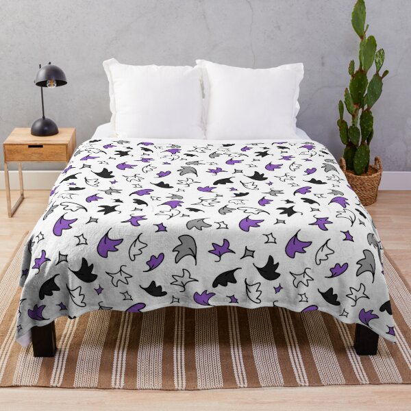 heartstopper leaves repeating pattern design in black, purple, gray, and white Throw Blanket RB2707 product Offical heartstopper Merch