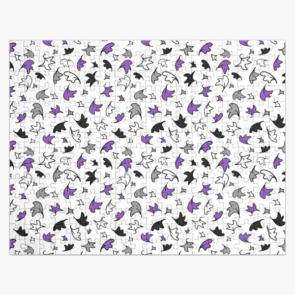 heartstopper leaves repeating pattern design in black, purple, gray, and white Jigsaw Puzzle RB2707 product Offical heartstopper Merch